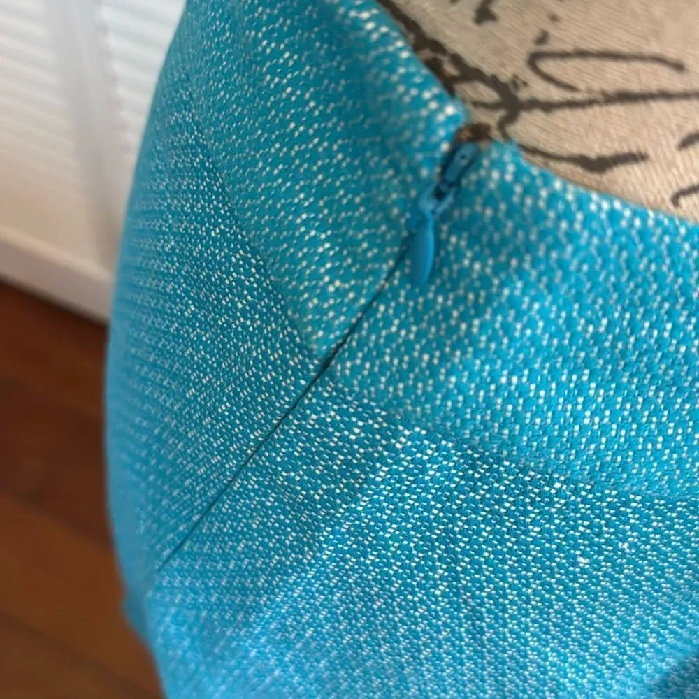 *Banana Republic* Sz 10 Lined Linen/Cotton Blend Tweed Turquoise Pencil Skirt